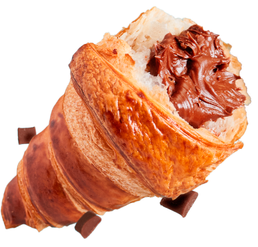 Half croissant filled with chocolate